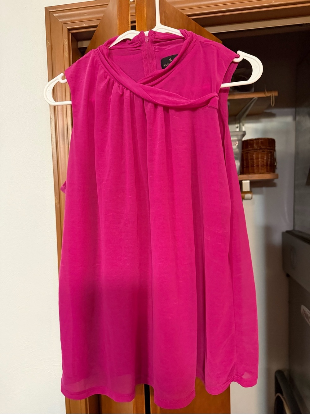 Worthington Hot Pink Sleeveless Twist-Neck Dress